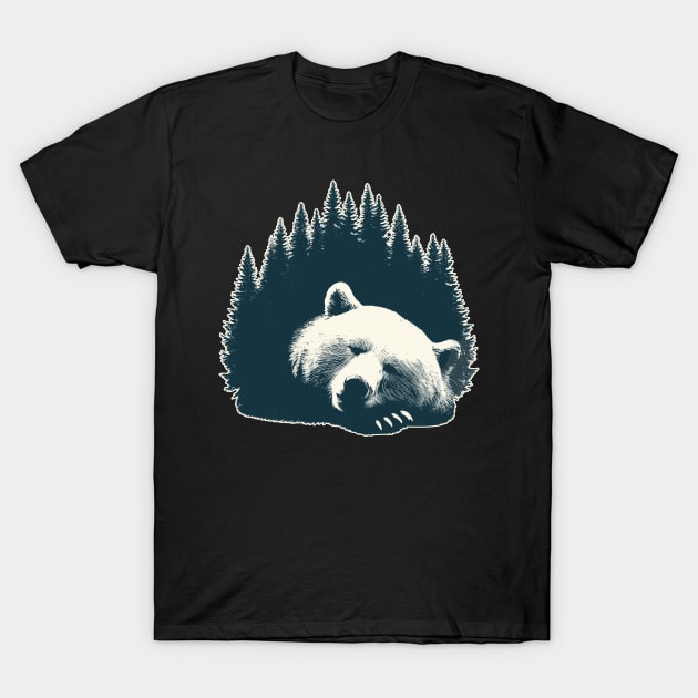 Retro Sleeping Grizzly Bear T-Shirt by TomFrontierArt